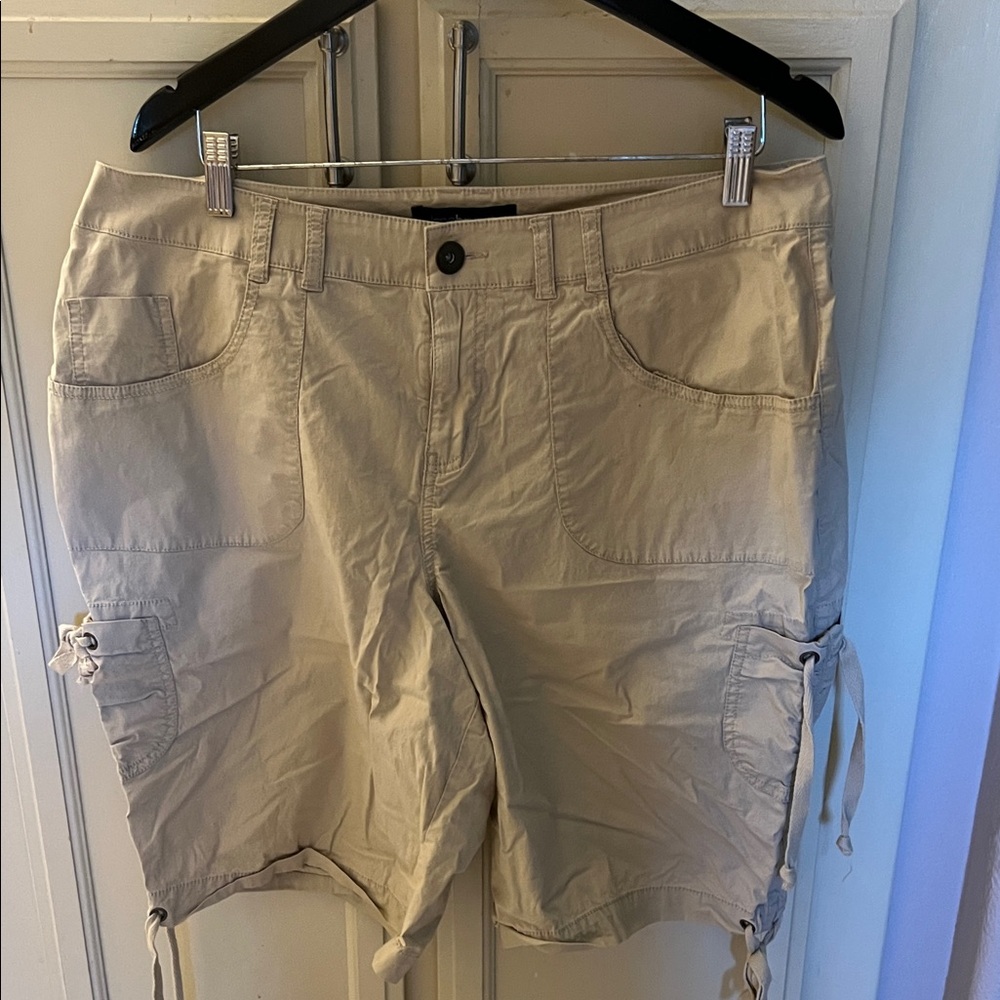Lane Bryant size 16 Beige Women's Cargo Shorts with Tie Details, worn 1 time
